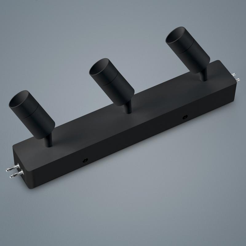 Helestra 3-flammiger LED Deckenstrahler Mitteleinspeisung in mattschwarz dimmbar