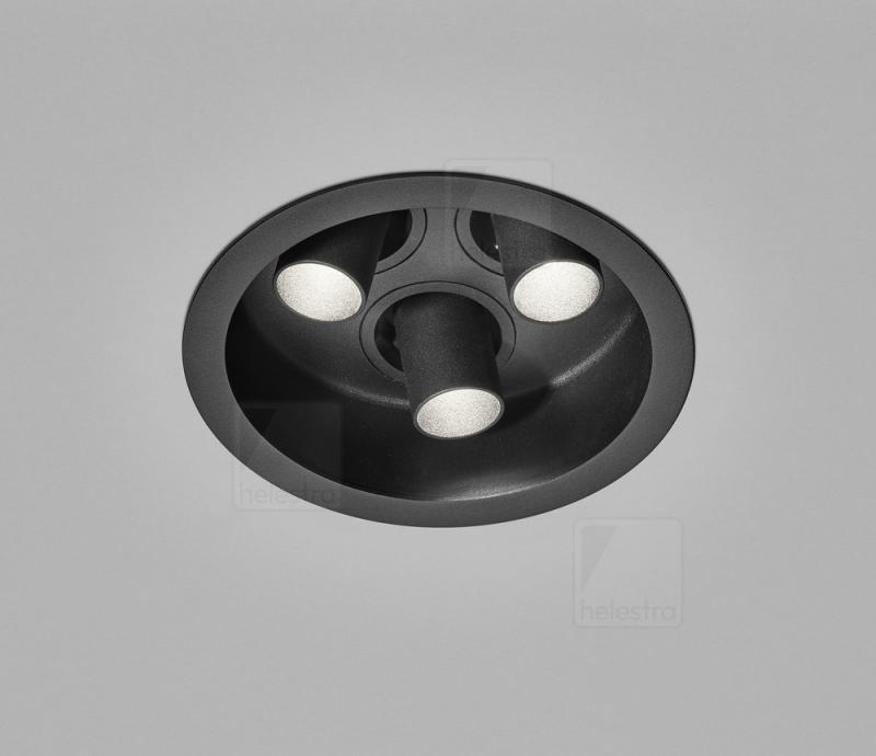 HELESTRA RUN LED Deckeneinbauleuchte 24 W 885 lm 3000 K Warmweiß 3-flammig schwenkbar Schwarz,  Einbaudurchmesser 135–145 mm
