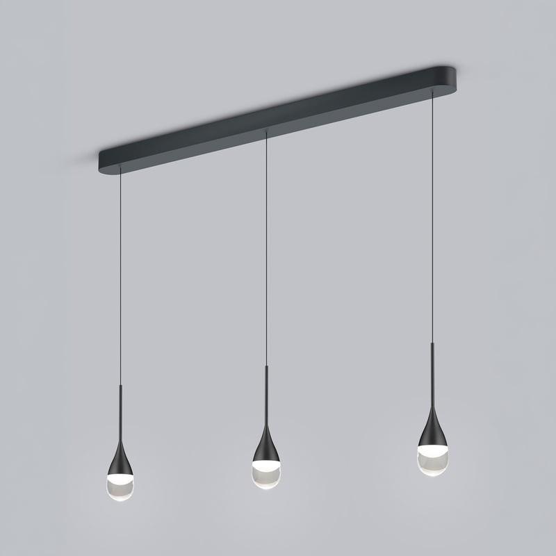 HELESTRA DEEP LED Pendelleuchte 24 W 2130 lm 2700 K Warmweiß 3-flammig dimmbar höhenverstellbar Mattschwarz