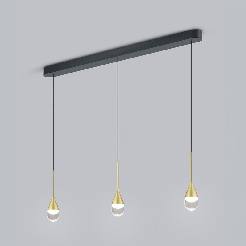 HELESTRA DEEP LED Pendelleuchte 24 W 2130 lm 2700 K Warmweiß 3-flammig dimmbar höhenverstellbar Schwarz-Gold