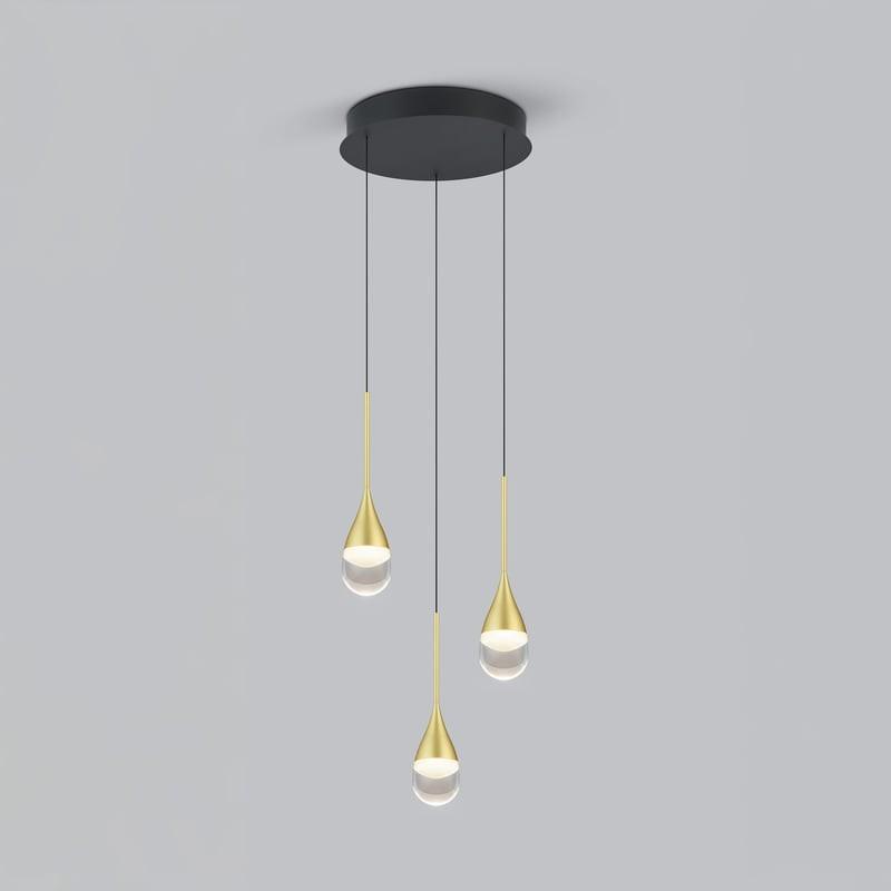 HELESTRA DEEP LED Pendelleuchte 24 W 2130 lm 2700 K Warmweiß 3-flammig dimmbar höhenverstellbar Schwarz-Gold