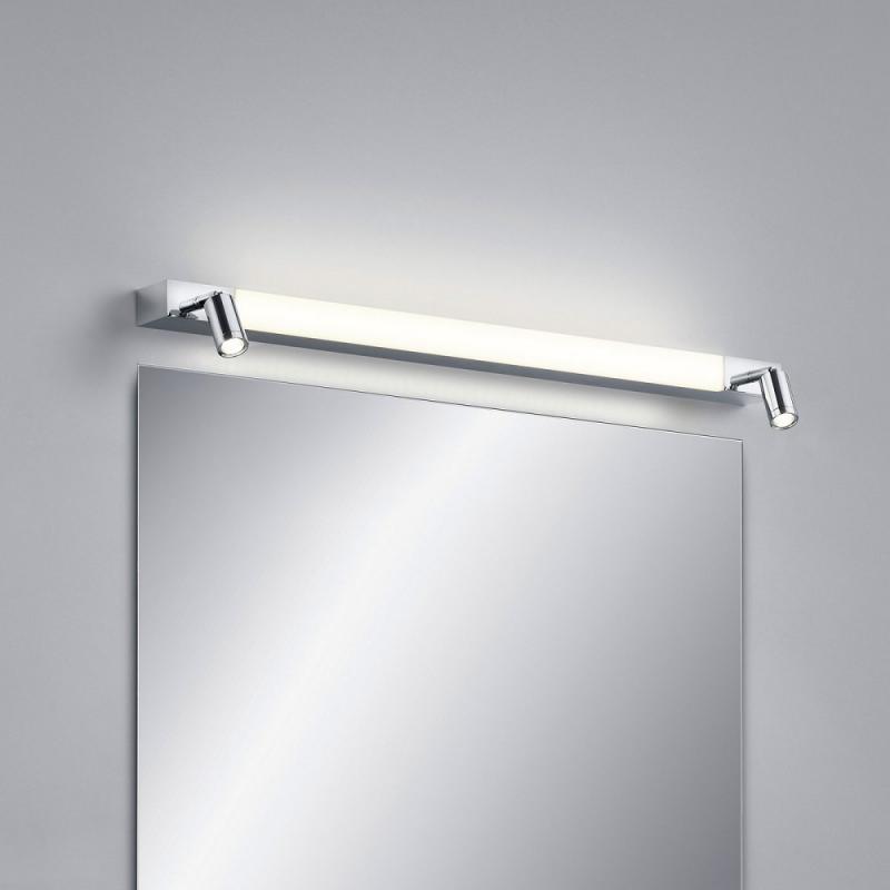 60cm Helestra NERO LED Wandleuchte Chrom – Spiegelleuchte mit umschaltbarer Lichtfarbe und schwenkbaren Strahlern