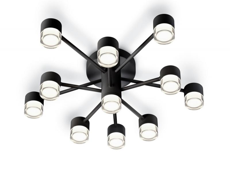 HELESTRA KALA LED Deckenleuchte 42 W 3350 lm 2700 K Warmweiß 11-flammig dimmbar Casambi-fähig Schwarz matt