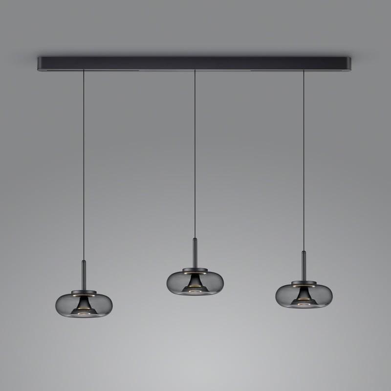 HELESTRA SICA LED Pendelleuchte 3-flammig 27 W 2780 lm 2700 K Warmweiß dimmbar Schwarz matt