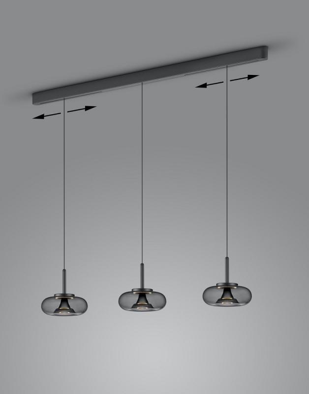 HELESTRA SICA LED Pendelleuchte 3-flammig 27 W 2780 lm 2700 K Warmweiß dimmbar Schwarz matt
