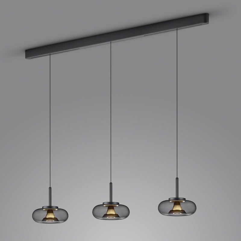 HELESTRA SICA LED Pendelleuchte 3-flammig 27 W 2780 lm 2700 K Warmweiß dimmbar Schwarz Gold