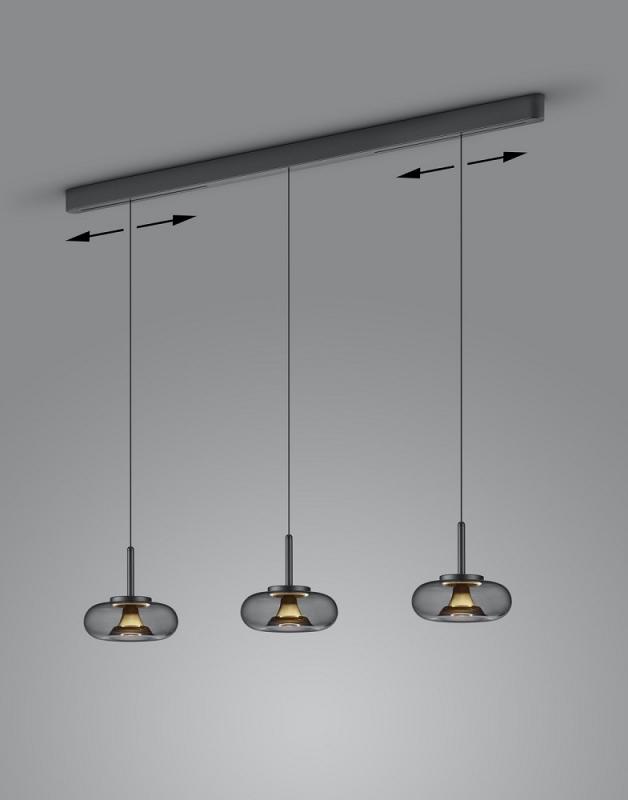 HELESTRA SICA LED Pendelleuchte 3-flammig 27 W 2780 lm 2700 K Warmweiß dimmbar Schwarz Gold