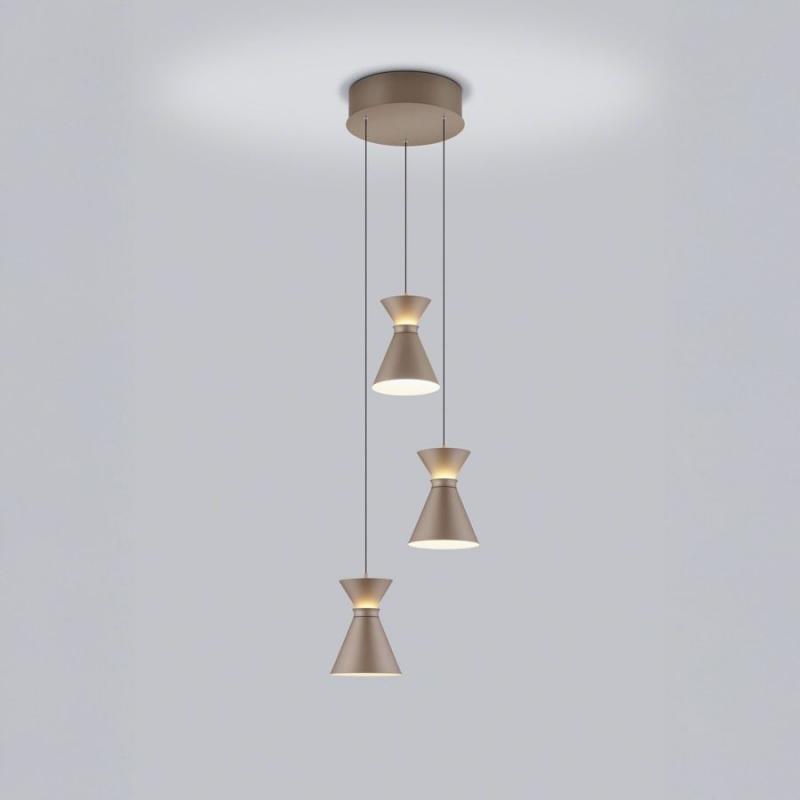 3-flammige Helestra LUK LED Pendelleuchte in coffee dimmbar