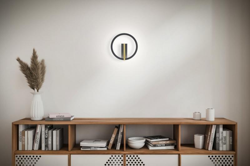 HELESTRA ELARA LED-Wandleuchte Mattschwarz-Mattgold 9 W 2700 K Warmweiß 660 lm dimmbar