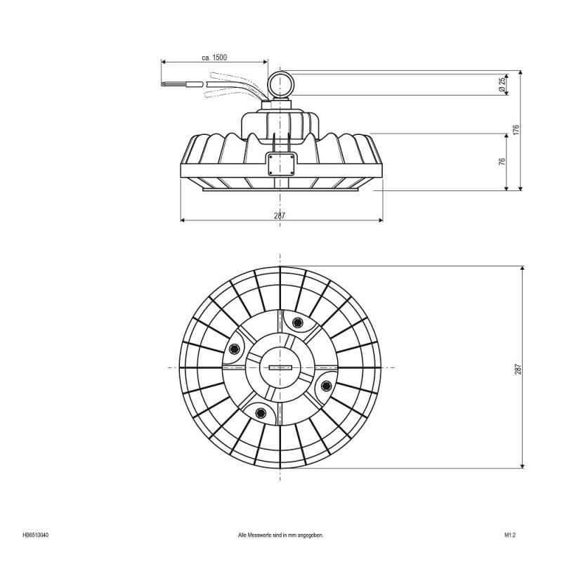 EVN LED Hallenleuchte schwarz rund IP65 4000K 100W 13000lm