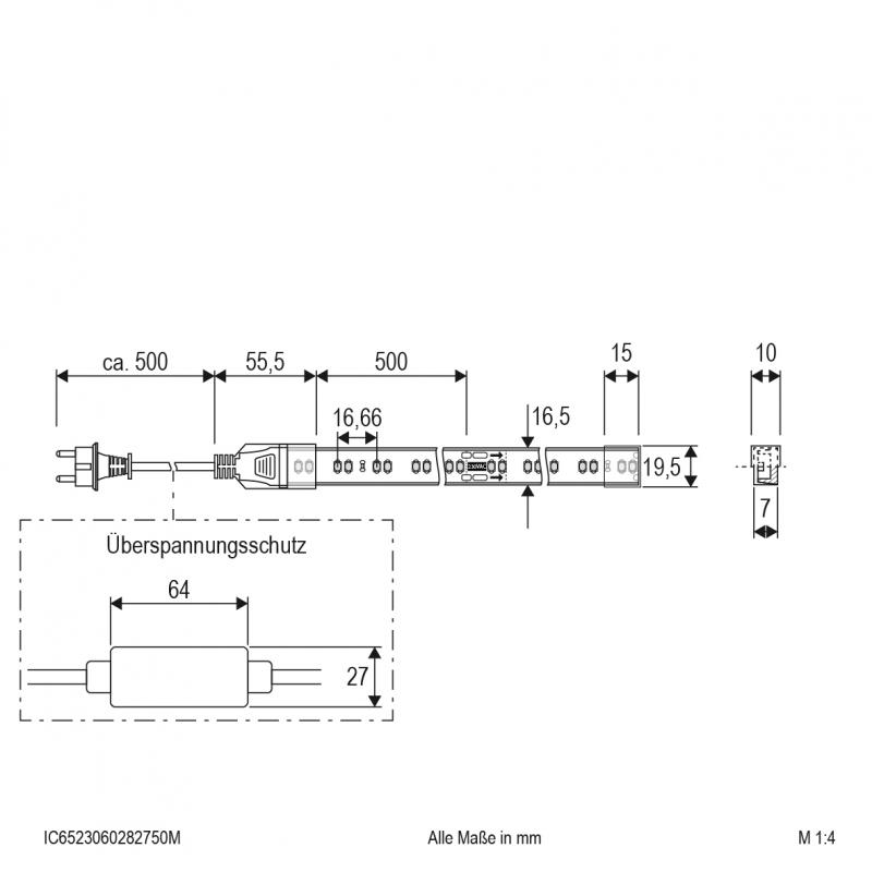 EVN Hochvolt LED-Strip mit Konturenstecker IC6523060282750M