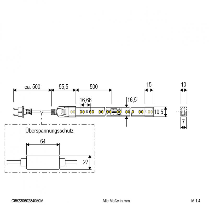 EVN Hochvolt LED-Strip mit Konturenstecker IC6523060284050M