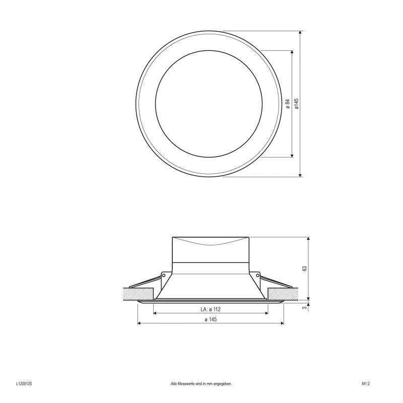 EVN L1200125 LED Einbaupanel 14W 1583lm 3000K/4000K/6000K IP44 rund weiß Ø145mm Einbaudurchmesser 112mm