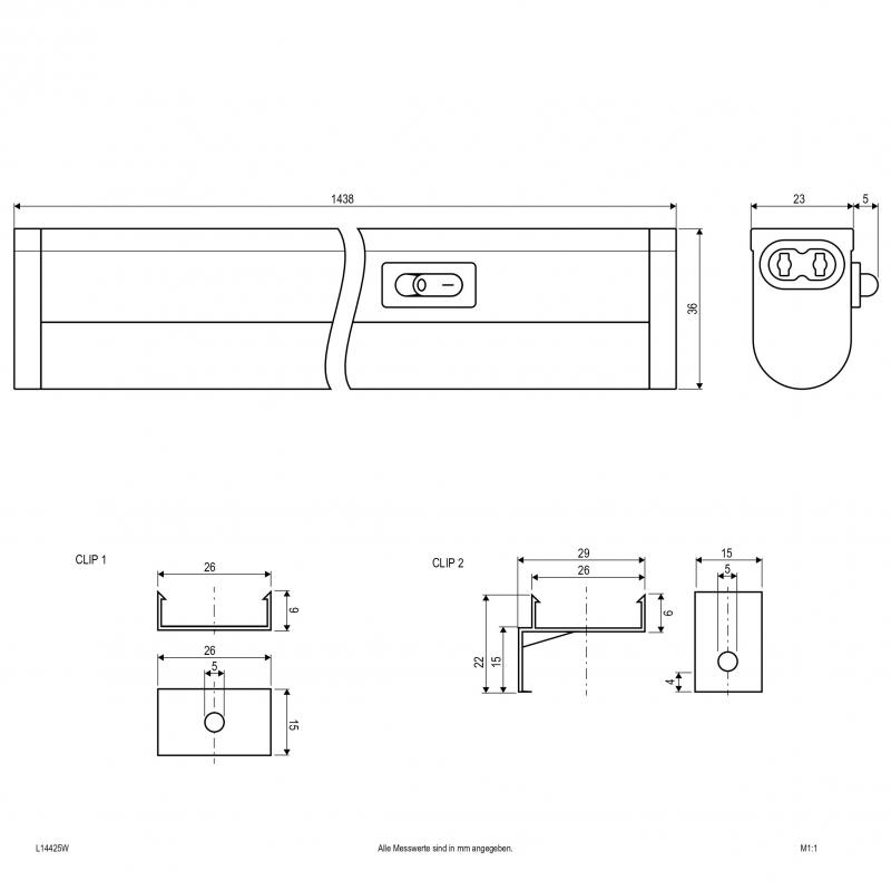 EVN LED Unterbauleuchte mit Schalter und Eurozuleitung L14425W