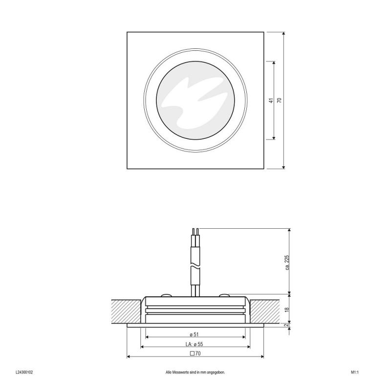 EVN Quadratische LED-Deckenleuchte in schlichtem Weiß IP20 3W 3000K warmweißes Licht EinbauØ55