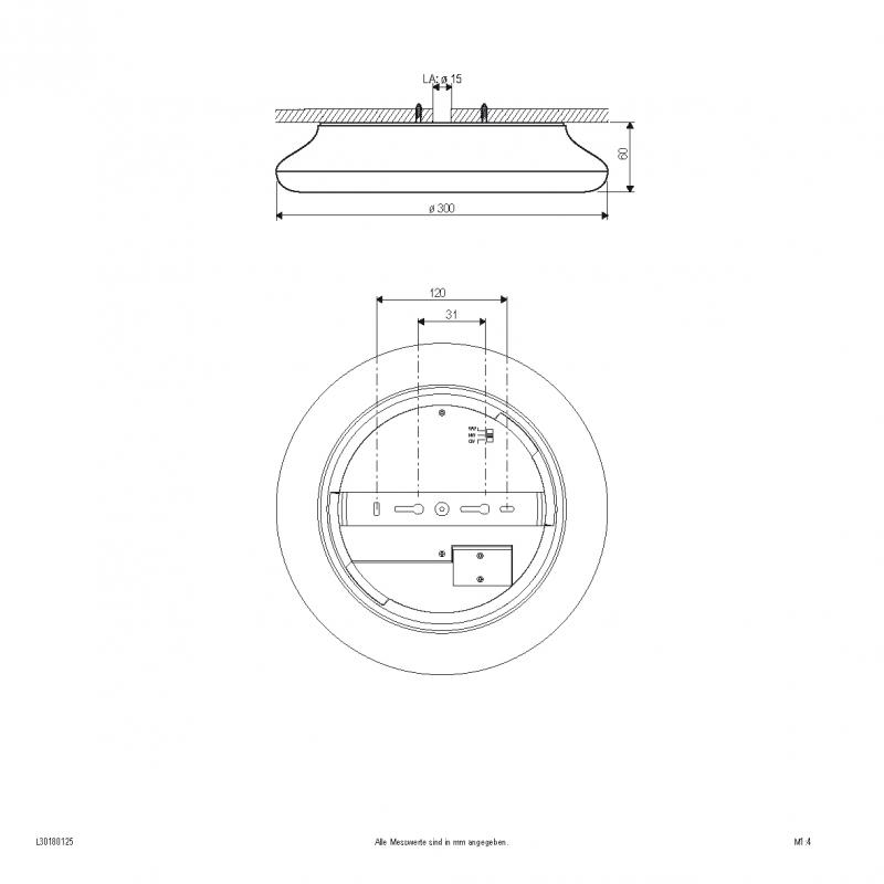 EVN LED Anbauleuchte mit einstellbarer Farbtemperatur L30180125