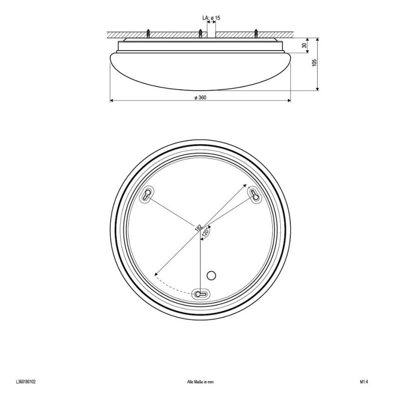 EVN Profi LED Anbauleuchte für Trppenhäuser und feuchte Umgebungen rund weiß IP44 18W 3000K warmweißes Licht