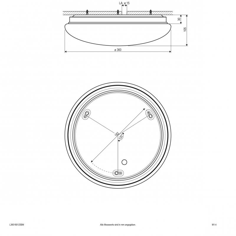 EVN LED Anbauleuchte, IP54 mit Bewegungsmelder L360180125BM