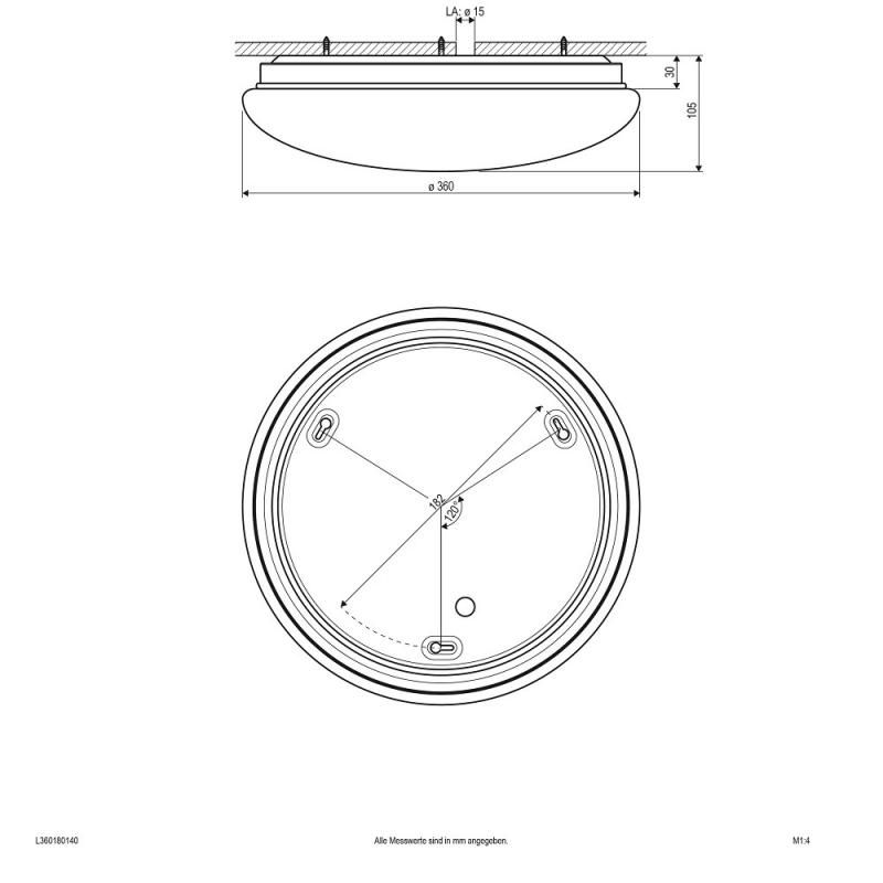 EVN LED Deckenleuchte auch geeignet für das Badezimmer & den Außenbereich rund weiß IP44 18W 4000K universalweißes Licht