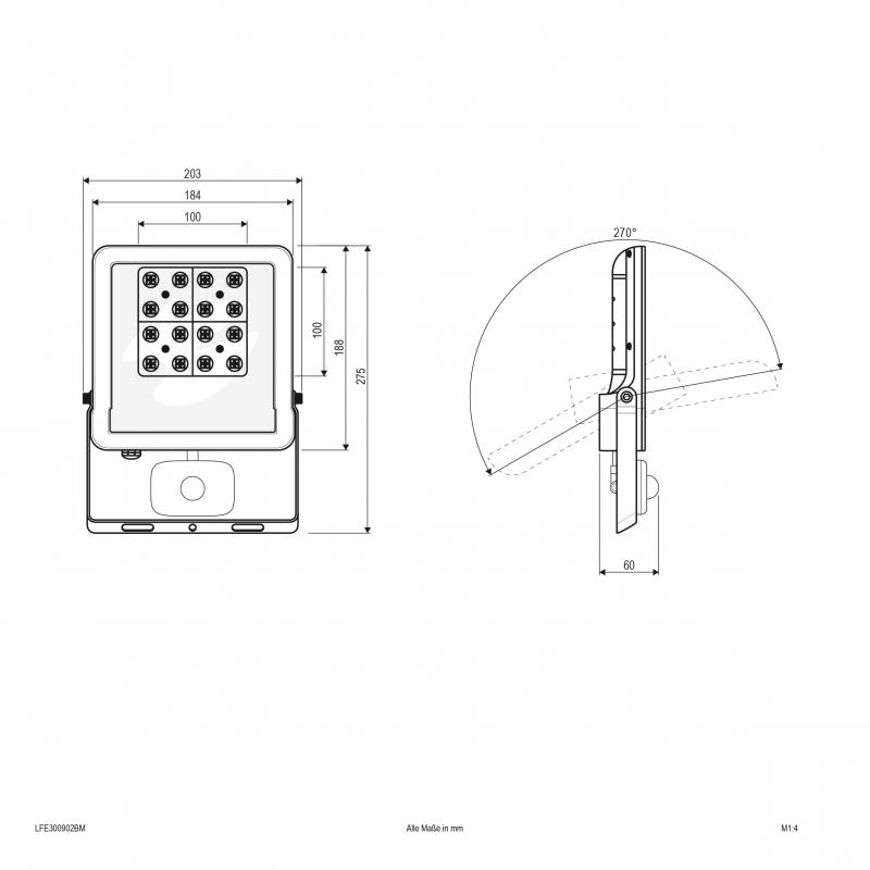 EVN LED Wallpainter mit Bewegugnsmelder, IP44 LFE300902BM