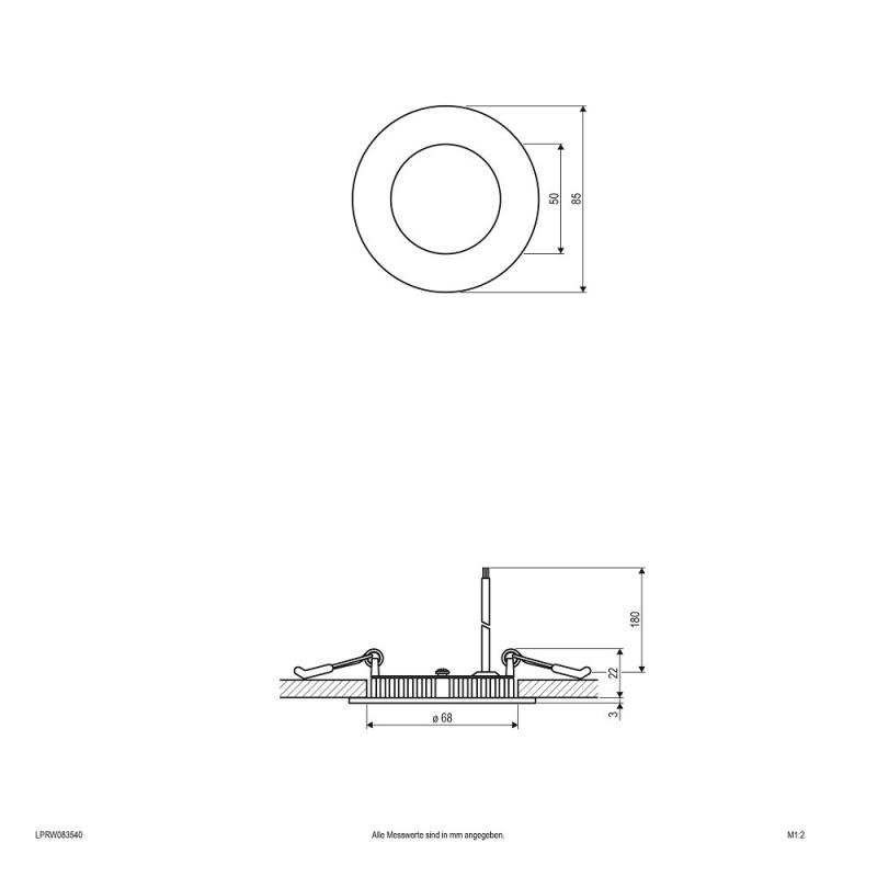 EVN LED Einbaupanel mit universalweißem Licht rund weiß IP20 5W 4000K EinbauØ68