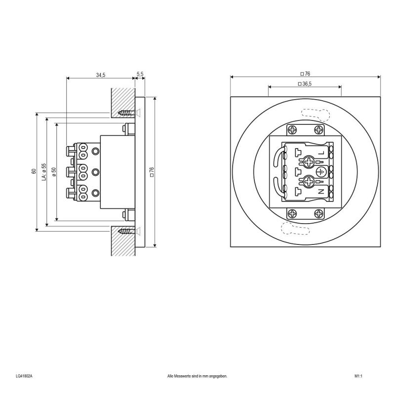 EVN LED Wandeinbauleuchte anthrazit IP44 1.8W 3000K warmweißes Licht feuchtraumgeeignet