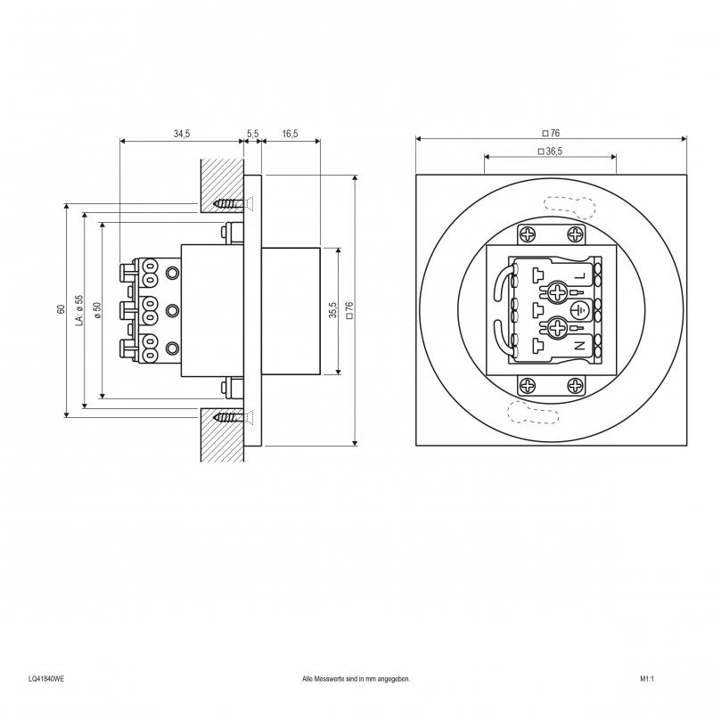 EVN LED Wandeinbauleuchte, IP44 LQ41840WE