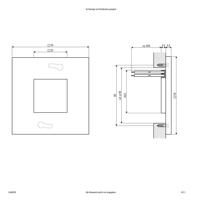 EVN LED Wandeinbauleuchte weiß IP44 12V/DC 0.6W 3000K EinbauØ55 warmweißem Licht feuchtraumgeeignet