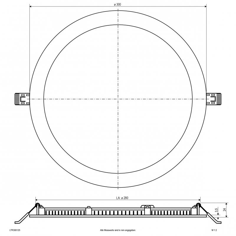 EVN LTR300125 LED Einbaupanel rund 25W CCT 3000K/4000K weiß Ø300mm Einbaudurchmesser 280mm