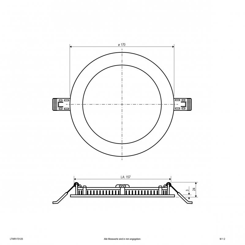 EVN LED Einbaupanel LTWR170125 | 12 W | 1030 lm | 2700–5700 K Tunable White | DALI-2 dimmbar | Weiß | Einbaudurchmesser 157 mm