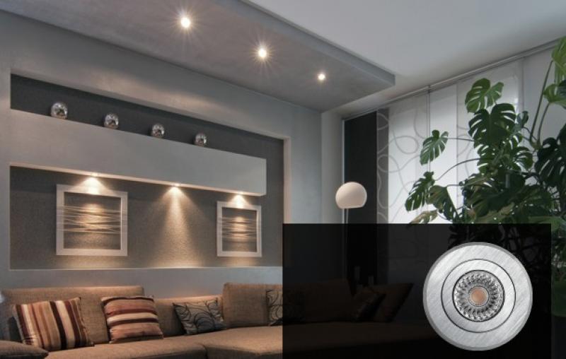 Schwenkbarer Einbaustrahler MOA DISC 12V 45° nickel gebürstet Mobilux