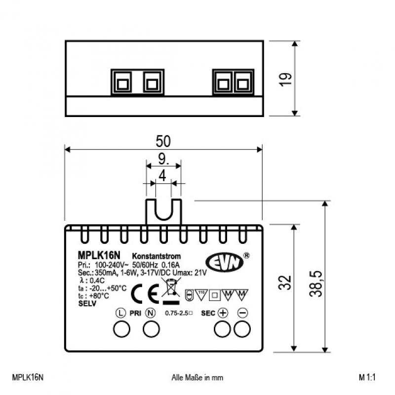 EVN 350mA LED-Netzgerät MPLK16N