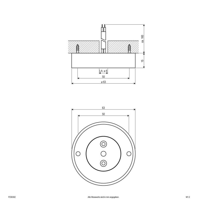 EVN P-LED Deckenanbauleuchte mit warmweißem Licht rund silber IP20 3.3W 3000K