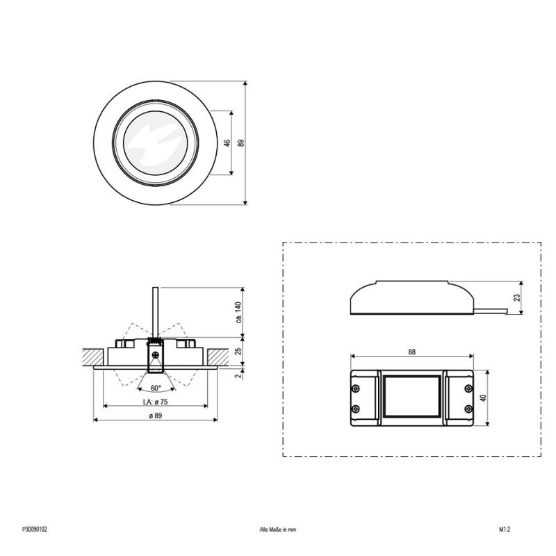 EVN LED Decken-Einbaustrahler mit warmweißem Licht rund schwenkbar weiß IP20 9W 3000K EinbauØ75