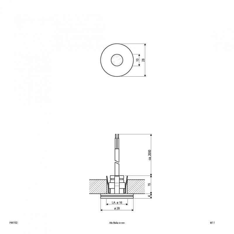 EVN LED Wand-/Deckeneinbau Einbaustrahler warmweißes Licht feuchtraumgeeignet IP44 1W 3000K EinbauØ16
