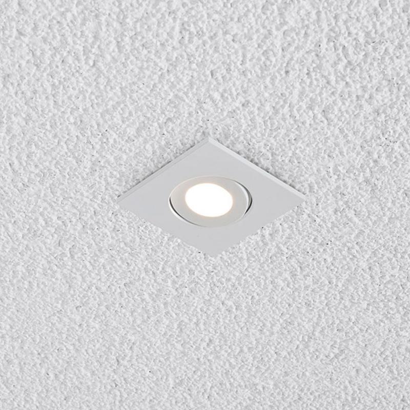 EVN P-LED Decken-Einbaustrahler mit warmweißem Licht feuchtraumgeeignet quad. schwenkbar weiß IP44 3W 3000K EinbauØ50