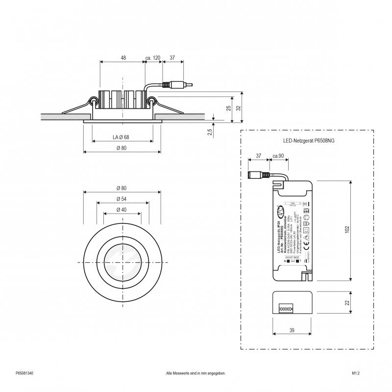EVN LED Downlight schwenkbar, dimmbar, IP65 P65081340
