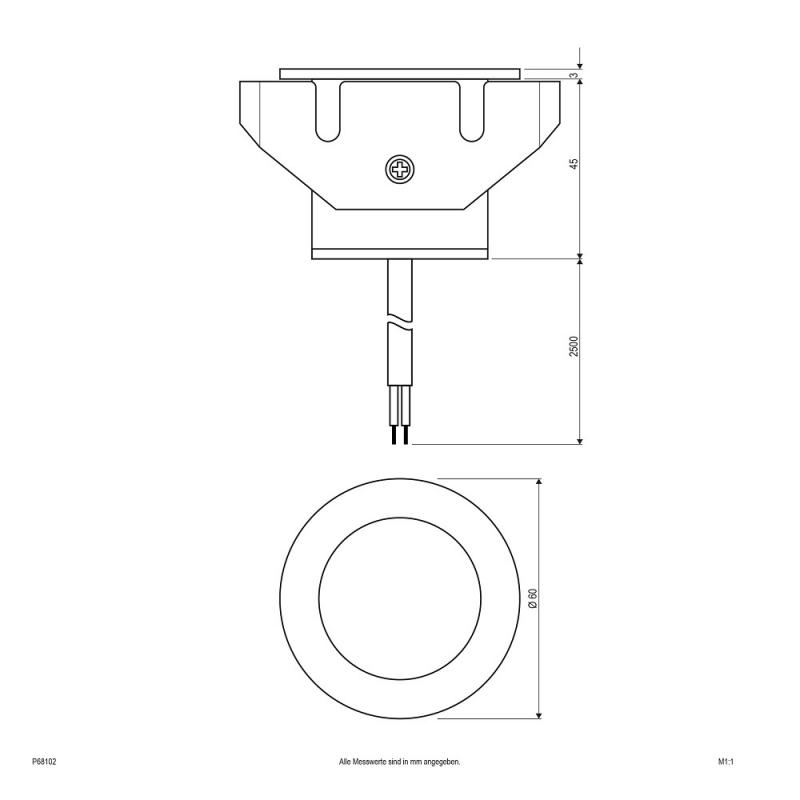 EVN P-LED Bodeneinbaustrahler rund EDS IP68 1.2W 3000K EinbauØ50
