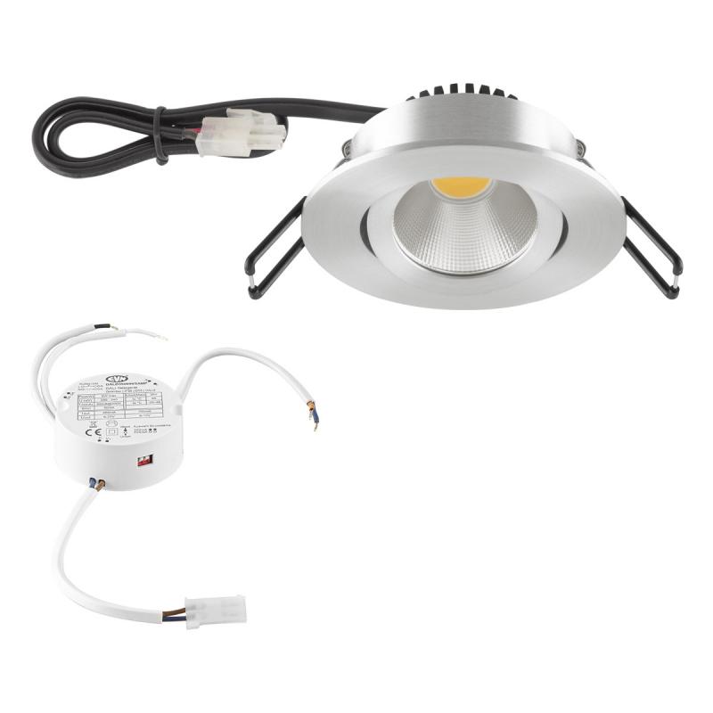 EVN PC20D91427 COB-LED Deckeneinbauleuchte DALI-2 8,4 W 2700 K 960 lm CRI 90 Chrom Aluminium schwenkbar Einbaudurchmesser 68 mm