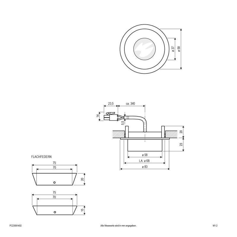 EVN P-LED Decken-Einbaustrahler mit warmweißem Licht & hoher Farbwiedergabe rund alu pol. IP20 6W 3000K 90Ra EinbauØ68