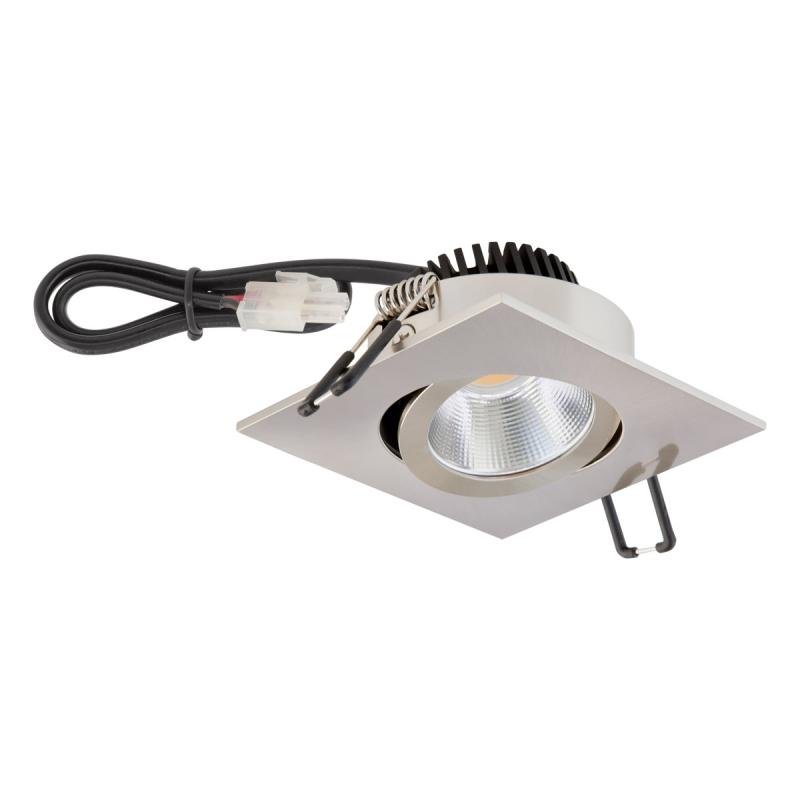EVN P-LED Decken-Einbaustrahler mit universalweißem Licht quad. schwenkbar EDS IP20 6W 4000K 90Ra EinbauØ68
