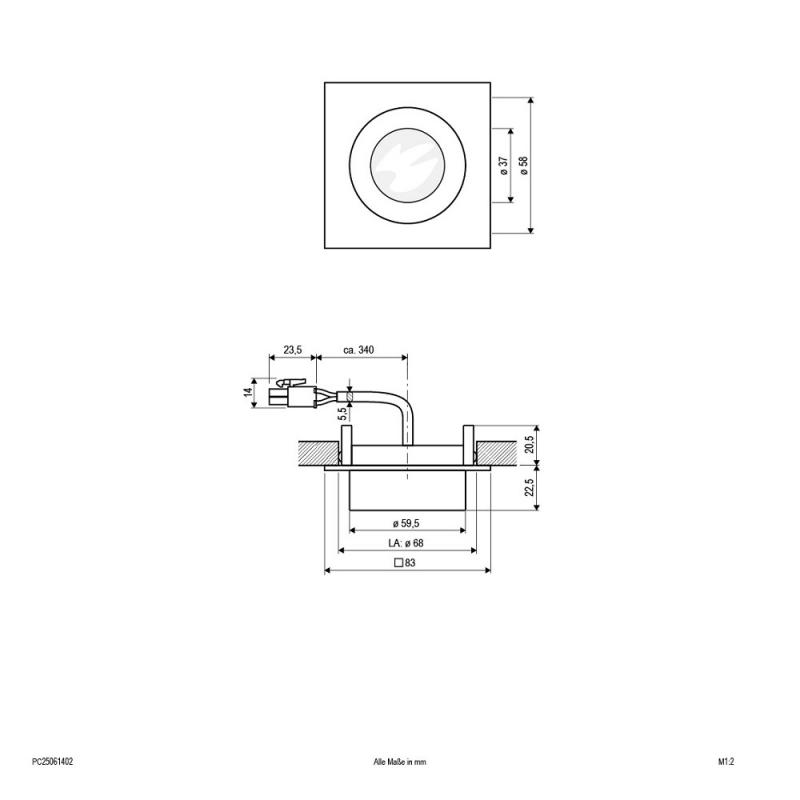 EVN P-LED Decken-Einbaustrahler mit warmweißem Licht alu pol. IP20 350mA 6W 3000K 90Ra EinbauØ68