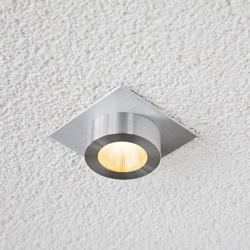 EVN P-LED Decken-Einbaustrahler mit warmweißem Licht alu pol. IP20 350mA 6W 3000K 90Ra EinbauØ68