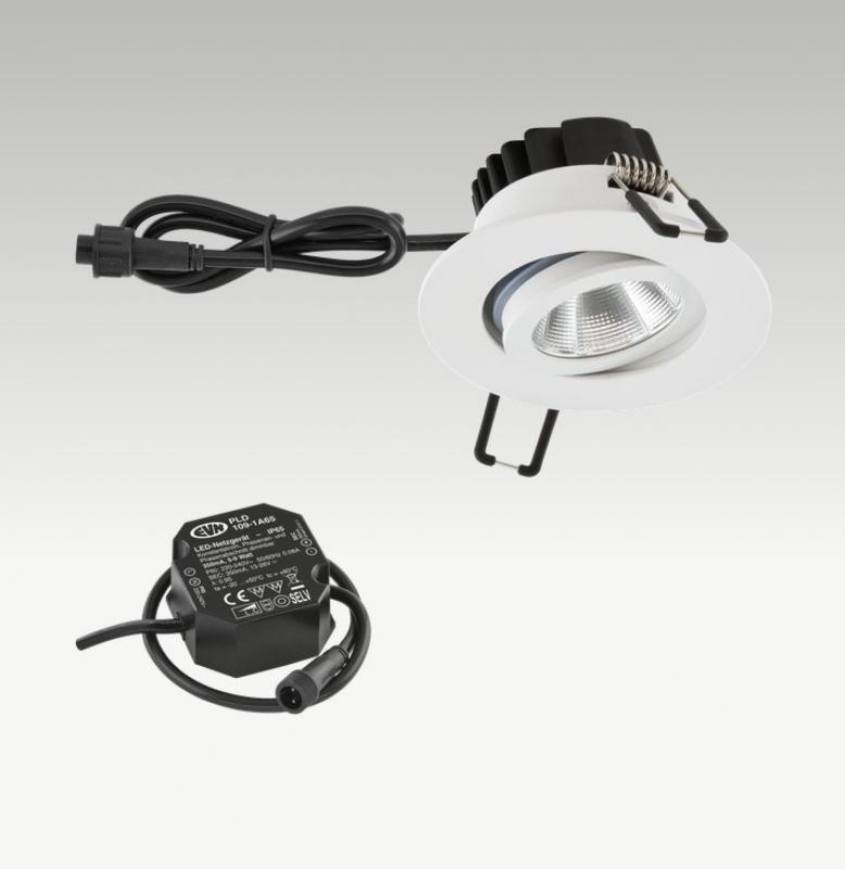 EVN PC650N601D2W COB-LED Deckeneinbauleuchte Dim2Warm 6W 2000-3000K 600lm IP65 Weiß Einbaudurchmesser 68mm