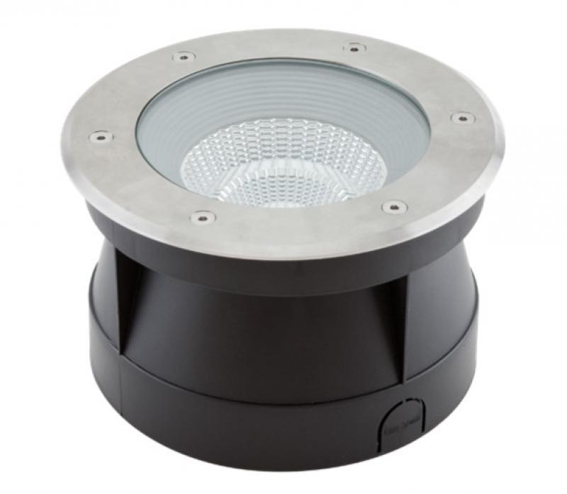 Leistungsstarker LED Bodeneinbaustrahler rund Außen IP67 24W 3000K 1636lm EVN