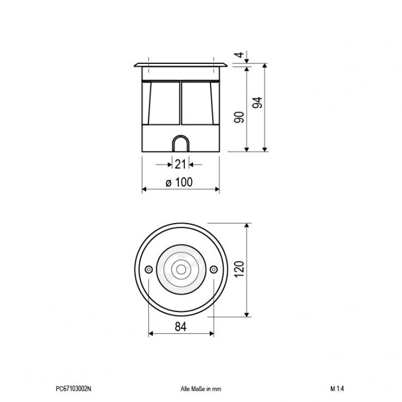 EVN LED Bodeneinbauleuchte flach rund IP67 3W 3000K 235lm EinbauØ100 überfahrbar für Parkplatz