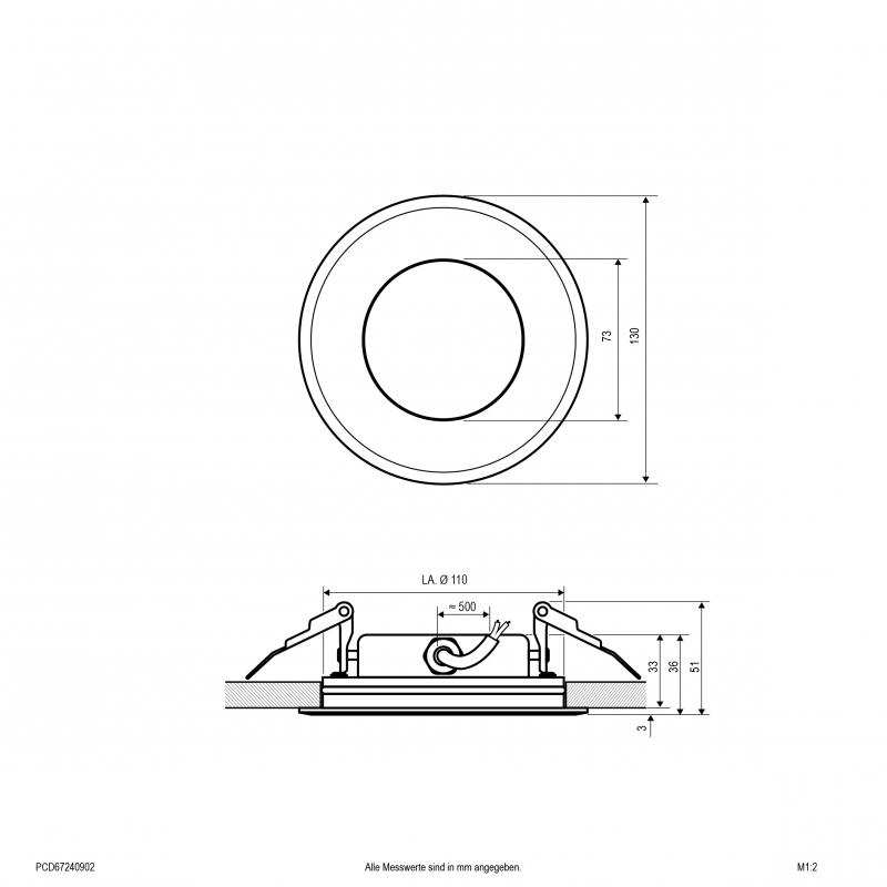 EVN PCD67240902 LED Deckeneinbauleuchte 9W 3000K Edelstahl IP67 Einbaudurchmesser 110 mm
