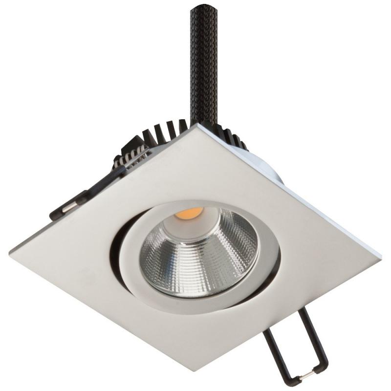 EVN P-LED Decken-Einbaustrahler mit warmweißem Licht dimmbar quad. schwenkbar chrom matt IP20 6W 3000K EinbauØ68