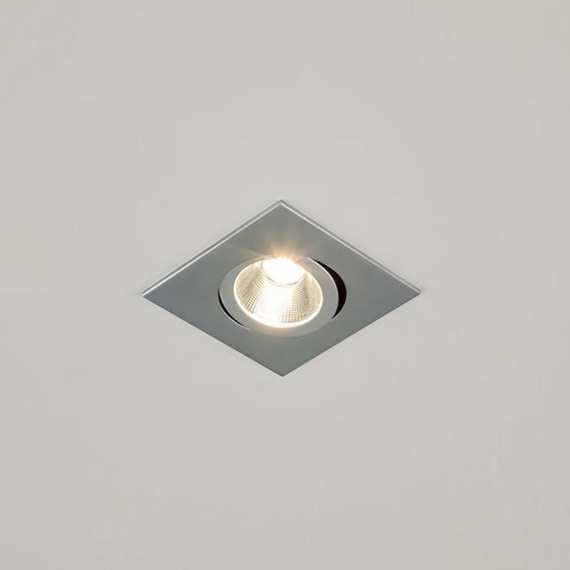 EVN P-LED Decken-Einbaustrahler mit warmweißem Licht dimmbar quad. schwenkbar chrom matt IP20 6W 3000K EinbauØ68