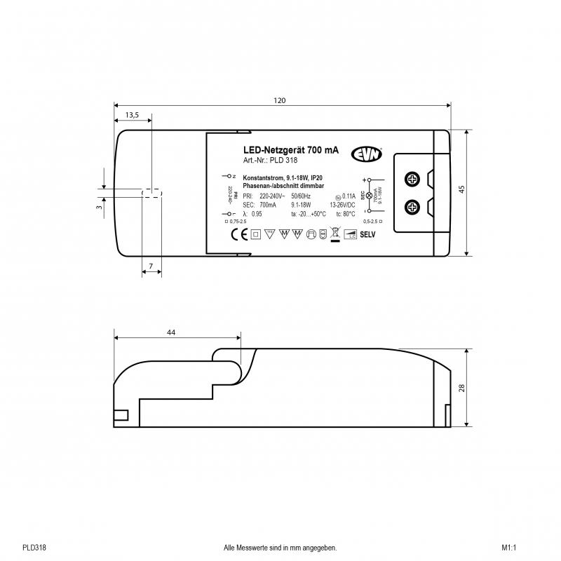 EVN 700mA LED-Netzgerät PLD318